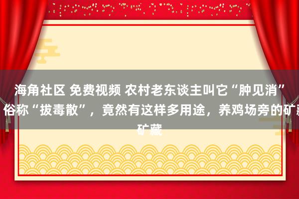 海角社区 免费视频 农村老东谈主叫它“肿见消”，俗称“拔毒散”，竟然有这样多用途，养鸡场旁的矿藏