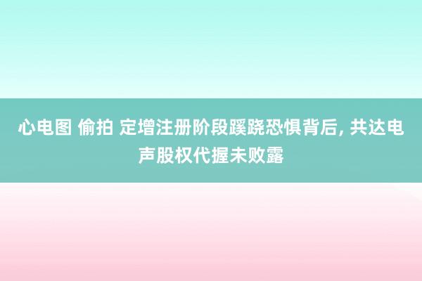 心电图 偷拍 定增注册阶段蹊跷恐惧背后， 共达电声股权代握未败露