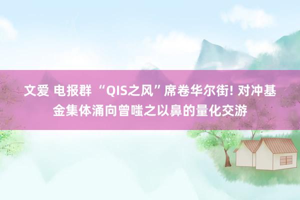 文爱 电报群 “QIS之风”席卷华尔街! 对冲基金集体涌向曾嗤之以鼻的量化交游