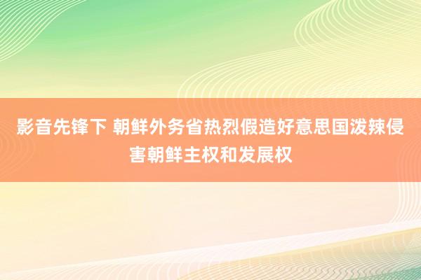 影音先锋下 朝鲜外务省热烈假造好意思国泼辣侵害朝鲜主权和发展权