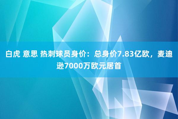 白虎 意思 热刺球员身价：总身价7.83亿欧，麦迪逊7000万欧元居首