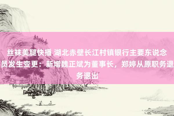 丝袜美腿快播 湖北赤壁长江村镇银行主要东说念主员发生变更：新增魏正斌为董事长，郑婷从原职务退出