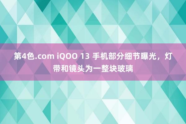 第4色.com iQOO 13 手机部分细节曝光，灯带和镜头为一整块玻璃