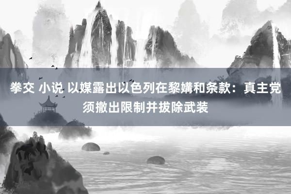 拳交 小说 以媒露出以色列在黎媾和条款：真主党须撤出限制并拔除武装