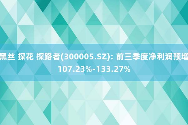 黑丝 探花 探路者(300005.SZ): 前三季度净利润预增107.23%-133.27%