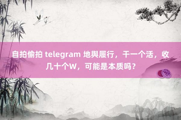 自拍偷拍 telegram 地舆履行，干一个活，收几十个W，可能是本质吗？