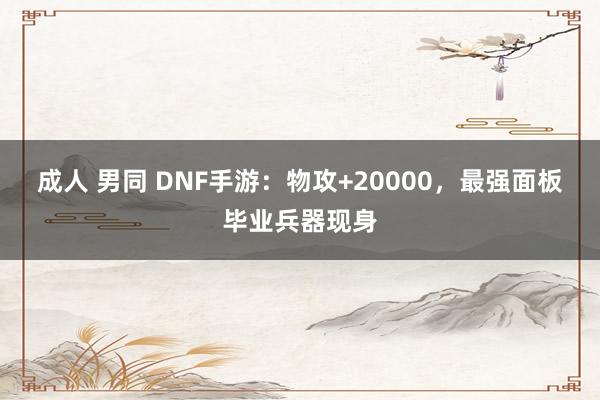 成人 男同 DNF手游：物攻+20000，最强面板毕业兵器现身