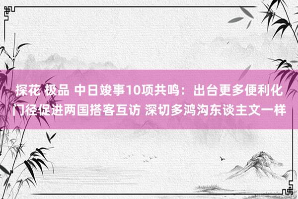 探花 极品 中日竣事10项共鸣：出台更多便利化门径促进两国搭客互访 深切多鸿沟东谈主文一样