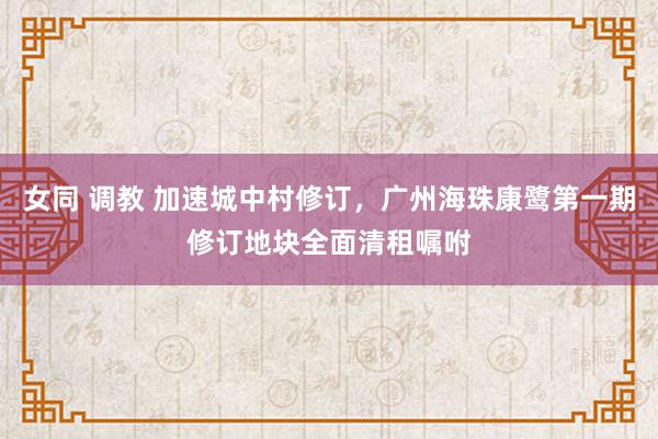 女同 调教 加速城中村修订，广州海珠康鹭第一期修订地块全面清租嘱咐