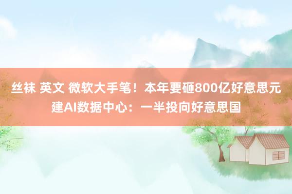 丝袜 英文 微软大手笔！本年要砸800亿好意思元建AI数据中心：一半投向好意思国