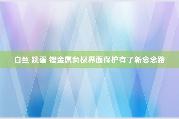 白丝 跳蛋 锂金属负极界面保护有了新念念路